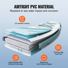 Inflatable Stand Up Paddle Board, 3230 x 838 x 152 mm SUP Paddleboard, with Board Accessories, Pump, Paddle, Fin, Phone Bag, Backpack, Ankle Leash, Repair Kit, Non-slip Deck for Youth & Adults