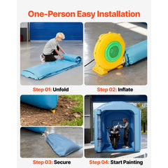 Inflatable Paint Booth, 3 x 2.5 x 2.5 m, Inflatable Spray Booth with 550W Powerful Blower and Air Filter System, Round Roof with Light Hook, for Painting Bicycle, Motorcycle, and Furniture