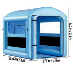 Inflatable Paint Booth, 3 x 2.5 x 2.5 m, Inflatable Spray Booth with 550W Powerful Blower and Air Filter System, Round Roof with Light Hook, for Painting Bicycle, Motorcycle, and Furniture