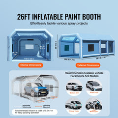 Inflatable Paint Booth 26.2x14.8x9.8ft Inflatable Spray Booth 950W+750W