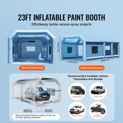 Inflatable Paint Booth 23x13.1x9ft Inflatable Spray Booth 750W+480W Blower