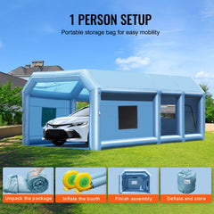 Inflatable Paint Booth 23x13.1x9ft Inflatable Spray Booth 750W+480W Blower