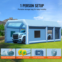 Inflatable Paint Booth 29.5x15.7x11.8ft Inflatable Spray Booth 950W+750W