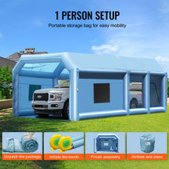 Inflatable Paint Booth 29.5x15.7x11.8ft Inflatable Spray Booth 950W+750W