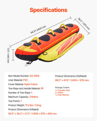 Towable Tubes for Boating 1-3 Riders Inflatable Boat Tubes Towables 510lbs