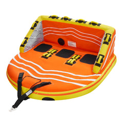 Towable Tube for Boating, 1-3 Riders Inflatable Boat Tubes and Towables, 510lbs Water Sport Towable Tube for Boat to Pull - with Full Nylon Cover, 16 Grab Handles, Dual Tow Points & Safety Valve