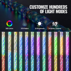 2 PCS 5 FT Whip Light, APP & RF Remote Control Led Whip Light, Waterproof Spiral RGB Chasing Lighted Whips with 4 Flags, for UTVs, ATVs, Motorcycles, RZR, Can-am, Trucks, Off-road, Go-karts