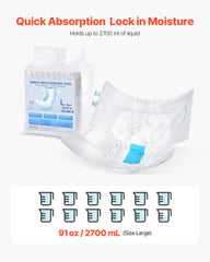 Adult Briefs with Adhesive Tabs Incontinence Briefs for Men Women L Size