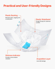 Adult Briefs with Adhesive Tabs Incontinence Briefs for Men Women L Size