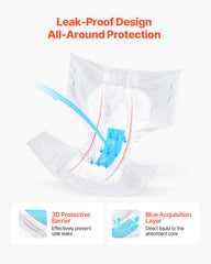 Adult Briefs with Adhesive Tabs Incontinence Briefs for Men Women L Size