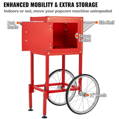 Popcorn Popper Machine with Cart Popcorn Maker 850W 8 Oz 48 Cups Red