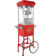 Popcorn Popper Machine with Cart Popcorn Maker 850W 8 Oz 48 Cups Red