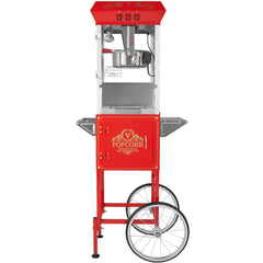 Popcorn Popper Machine with Cart Popcorn Maker 850W 8 Oz 48 Cups Red