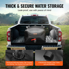 Portable Water Storage Bladder 29.9 Gal PVC Collapsible Water Tank Black