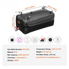 Portable Water Storage Bladder 29.9 Gal PVC Collapsible Water Tank Black