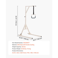 Trapeze Bar for Bed Mobility, Height-Adjustable Bed Trapeze with 2 Casters, 350LBS Weight Capacity Heavy Duty Pull Up Assist Bar with Floor Stand for Elderly, Disabled, Bedridden Patients