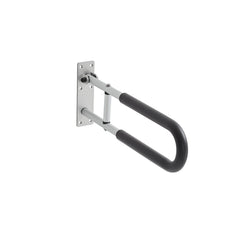 Toilet Safety Rail, 60.5 cm U-Shaped Handicap Grab Bar, Foldable Senior Safety Pole, Flip Up Toilet Grab Bars with Anti-Slip Support Handle, 136 kg Load Capacity for Elderly, Disabled, Pregnant
