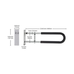 Toilet Safety Rail, 60.5 cm U-Shaped Handicap Grab Bar, Foldable Senior Safety Pole, Flip Up Toilet Grab Bars with Anti-Slip Support Handle, 136 kg Load Capacity for Elderly, Disabled, Pregnant