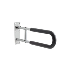 Toilet Safety Rail, 60.5 cm U-Shaped Handicap Grab Bar, Foldable Senior Safety Pole, Flip Up Toilet Grab Bars with Anti-Slip Support Handle, 136 kg Load Capacity for Elderly, Disabled, Pregnant