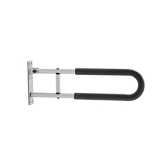Toilet Safety Rail, 60.5 cm U-Shaped Handicap Grab Bar, Foldable Senior Safety Pole, Flip Up Toilet Grab Bars with Anti-Slip Support Handle, 136 kg Load Capacity for Elderly, Disabled, Pregnant