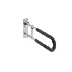 Toilet Safety Rail, 60.5 cm U-Shaped Handicap Grab Bar, Foldable Senior Safety Pole, Flip Up Toilet Grab Bars with Anti-Slip Support Handle, 136 kg Load Capacity for Elderly, Disabled, Pregnant