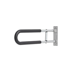 Toilet Safety Rail, 60.5 cm U-Shaped Handicap Grab Bar, Foldable Senior Safety Pole, Flip Up Toilet Grab Bars with Anti-Slip Support Handle, 136 kg Load Capacity for Elderly, Disabled, Pregnant