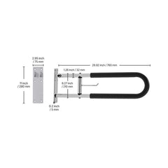 Toilet Safety Rail, 76.5 cm U-Shaped Handicap Grab Bar, Foldable Senior Safety Pole, Flip Up Toilet Grab Bars with Anti-Slip Handle, 136 kg Load Capacity Security Handrail with Paper Holder