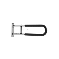 Toilet Safety Rail, 76.5 cm U-Shaped Handicap Grab Bar, Foldable Senior Safety Pole, Flip Up Toilet Grab Bars with Anti-Slip Handle, 136 kg Load Capacity Security Handrail with Paper Holder