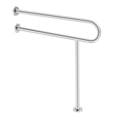 Toilet Safety Rail, 80 cm U-Shaped Handicap Grab Bar, 304 Stainless Steel Senior Safety Pole, Toilet Grab Bars with Anti-Slip Handle, 136 kg Load Capacity Security Handrail with Support Leg
