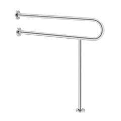 Toilet Safety Rail, 80 cm U-Shaped Handicap Grab Bar, 304 Stainless Steel Senior Safety Pole, Toilet Grab Bars with Anti-Slip Handle, 136 kg Load Capacity Security Handrail with Support Leg