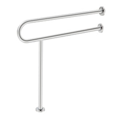 Toilet Safety Rail, 80 cm U-Shaped Handicap Grab Bar, 304 Stainless Steel Senior Safety Pole, Toilet Grab Bars with Anti-Slip Handle, 136 kg Load Capacity Security Handrail with Support Leg