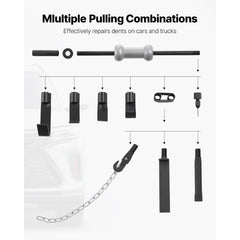 Dent Puller Kit, 4.54 kg 13-in-1 Slide Hammer Dent Removal Kit, Heavy-Duty Auto Body Truck Repair Automotive Damage Remover Tool Repair Frame with Carrying Case, Extension Rod, Non-Slip Handle
