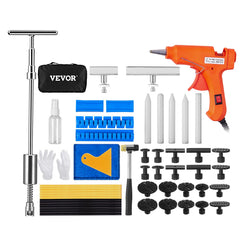 52 PCS Dent Removal Kit, Paintless Dent Repair Kit with 2-in-1 Slide Hammer with Stainless Steel Grooves, Short Puller Lines and Long Puller Lines, for Auto Dent Removal, Minor Dents, Door Ding