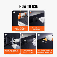 25 PCS Dent Removal Kit, Auto Body Paintless Dent Removal Tools Kit with Bridge Puller, Puller Tabs, Hot Melt Glue Gun, Glue Sticks, Dent Puller Kit for Auto Body Dents, and Other Metal Surface