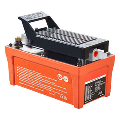 Air Hydraulic Pump, 10,000 PSI 1/2 Gal Reservoir, NPT 3/8" Oil Outlet, NPT 1/4" Inlet, 6.6 ft Pipe, Foot Actuated Hydraulic Pump Air Treadle for Auto Body Frame Machines and Pulling Post, Orange