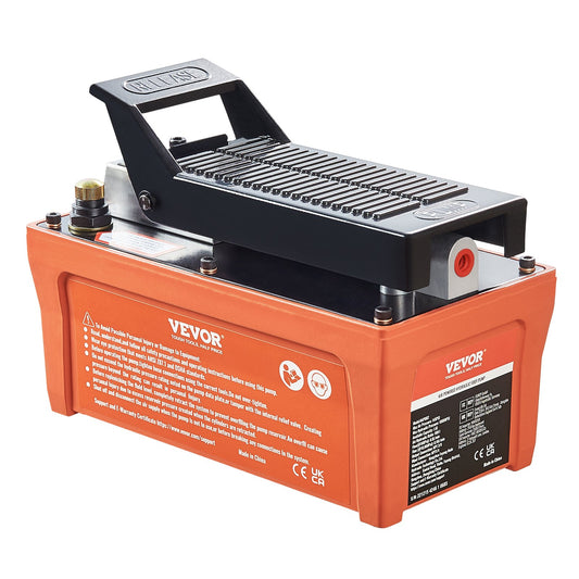 Air Hydraulic Pump, 10,000 PSI 1/2 Gal Reservoir, NPT 3/8" Oil Outlet, NPT 1/4" Inlet, 6.6 ft Pipe, Foot Actuated Hydraulic Pump Air Treadle for Auto Body Frame Machines and Pulling Post, Orange
