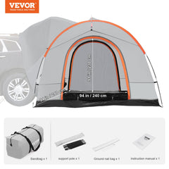 SUV Camping Tent, 8'-8' SUV Tent Attachment for Camping with Rain Layer and Carry Bag, PU2000mm Double Layer Truck Tent, Accommodate 6-8 Person, Rear Tent for Van Hatch Tailgate