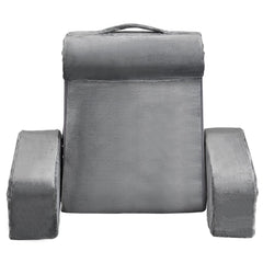 Reading Pillow, Backrest Support Pillow with Arm and 3 Pockets, Large Size Bed Pillow with Removable Headrest & 25D Sponge, Handle for Easy Carrying, for Reading, Gaming, Resting, Working, Grey