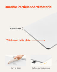 Overbed Table, Mobile Bed Side Table with Flip Desktop and 4 Hidden Wheels, Height & Angle Adjustable Rolling Laptop Desk with Cup Holder, Portable Over Bed Desk for Home, Office, Study, White