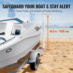 Boat Trailer Guide, 1219.2mm Adjustable Design Trailer Guide Poles, 2PCS High-Hardness Steel Trailer Guide-Ons, Trailer Guides with PVC Pipes, for Ski Boat, Fishing Boat or Sailboat Trailer