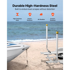 Boat Trailer Guide, 1175mm with LED Light Trailer Guide Poles, 2PCS High-Hardness Steel Guide-Ons, Wide Adjustable Trailers Guides with PVC Pipes, for Ski Boat, Fishing Boat or Sailboat Trailers