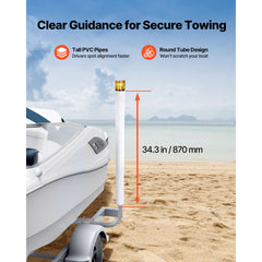 Boat Trailer Guide, 1175mm with LED Light Trailer Guide Poles, 2PCS High-Hardness Steel Guide-Ons, Wide Adjustable Trailers Guides with PVC Pipes, for Ski Boat, Fishing Boat or Sailboat Trailers