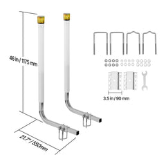 Boat Trailer Guide, 1175mm with LED Light Trailer Guide Poles, 2PCS High-Hardness Steel Guide-Ons, Wide Adjustable Trailers Guides with PVC Pipes, for Ski Boat, Fishing Boat or Sailboat Trailers