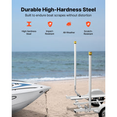 Boat Trailer Guide, 1670mm with LED Light Trailer Guide Poles, 2PCS High-Hardness Steel Guide-Ons, Wide Adjustable Trailers Guides with PVC Pipes, for Ski Boat, Fishing Boat, Sailboat Trailers