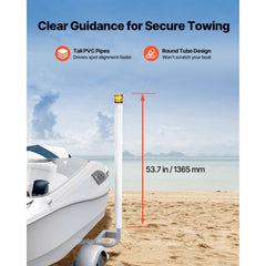 Boat Trailer Guide, 1670mm with LED Light Trailer Guide Poles, 2PCS High-Hardness Steel Guide-Ons, Wide Adjustable Trailers Guides with PVC Pipes, for Ski Boat, Fishing Boat, Sailboat Trailers