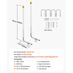 Boat Trailer Guide, 1670mm with LED Light Trailer Guide Poles, 2PCS High-Hardness Steel Guide-Ons, Wide Adjustable Trailers Guides with PVC Pipes, for Ski Boat, Fishing Boat, Sailboat Trailers