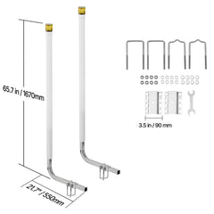 Boat Trailer Guide, 1670mm with LED Light Trailer Guide Poles, 2PCS High-Hardness Steel Guide-Ons, Wide Adjustable Trailers Guides with PVC Pipes, for Ski Boat, Fishing Boat, Sailboat Trailers