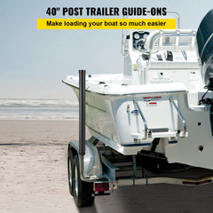 Boat Trailer Guide-ons, 2PCS Rustproof Galvanized Steel Trailer Guide ons, Trailer Guides with Black PVC Pipes, Mounting Parts Included, for Ski Boat, Fishing Boat or Sailboat Trailer