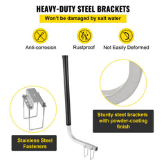 Boat Trailer Guide-ons, 2PCS Rustproof Galvanized Steel Trailer Guide ons, Trailer Guides with Black PVC Pipes, Mounting Parts Included, for Ski Boat, Fishing Boat or Sailboat Trailer