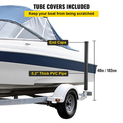 Boat Trailer Guide-ons, 2PCS Rustproof Galvanized Steel Trailer Guide ons, Trailer Guides with Black PVC Pipes, Mounting Parts Included, for Ski Boat, Fishing Boat or Sailboat Trailer